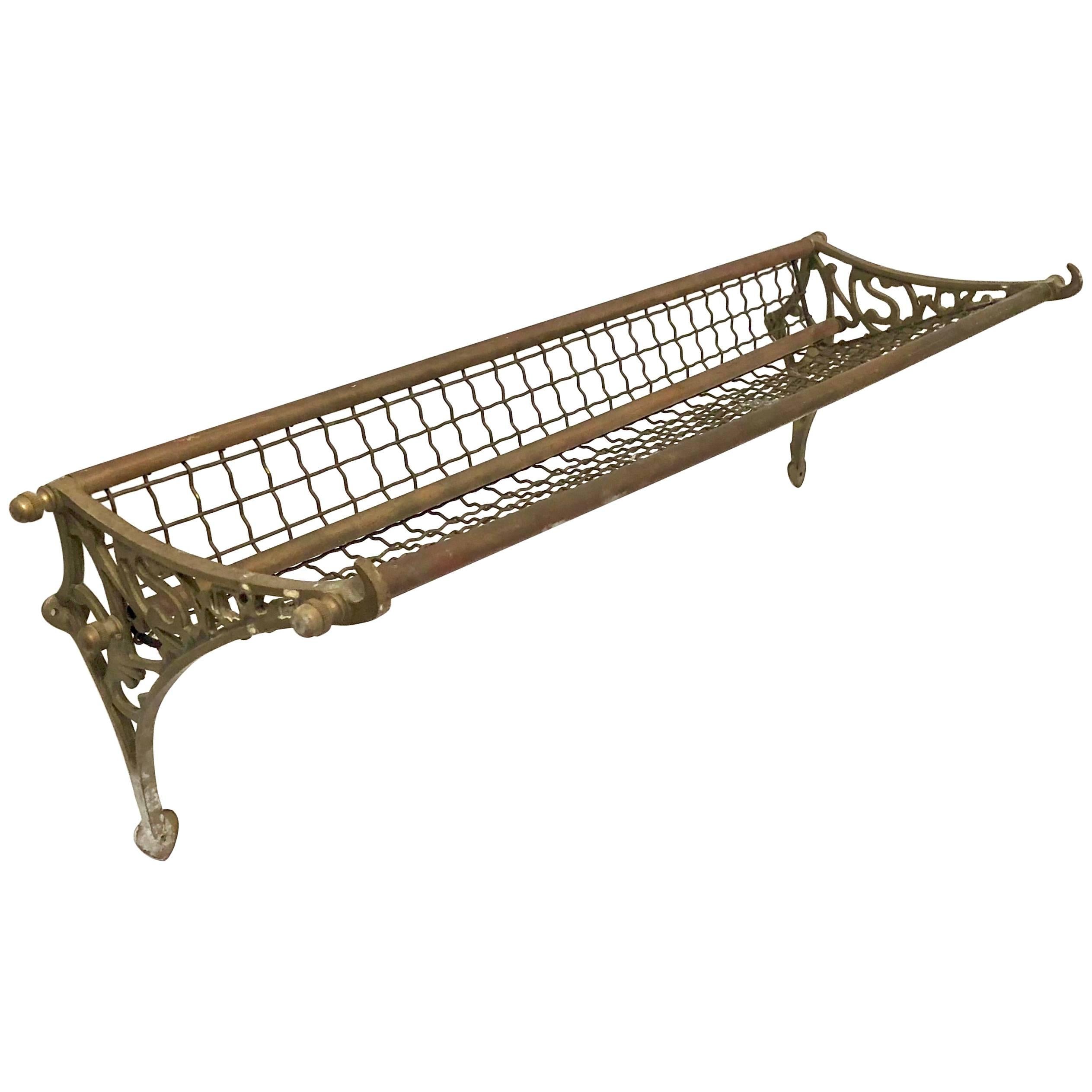 Antique Patinated Copper and Brass Bus/Train Luggage Rack
