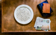 Antique Patinated Copper-Top Dining Table, Cast Iron Base