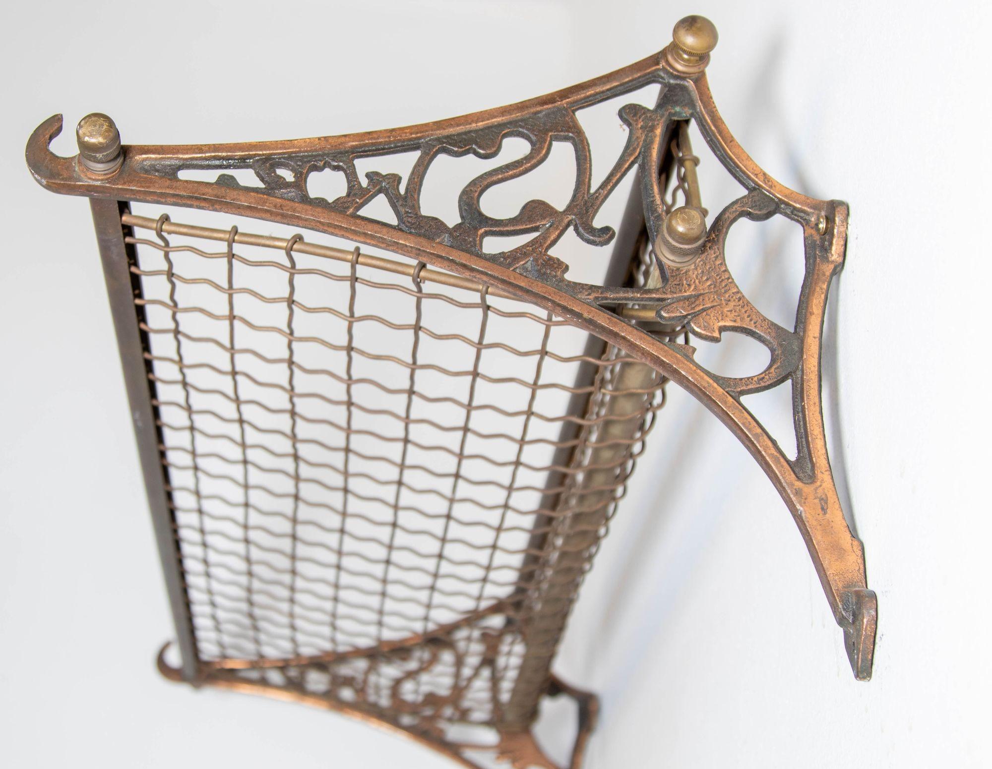 Antique Patinated Copper Train Luggage Rack from the New South Wales Railway For Sale 3
