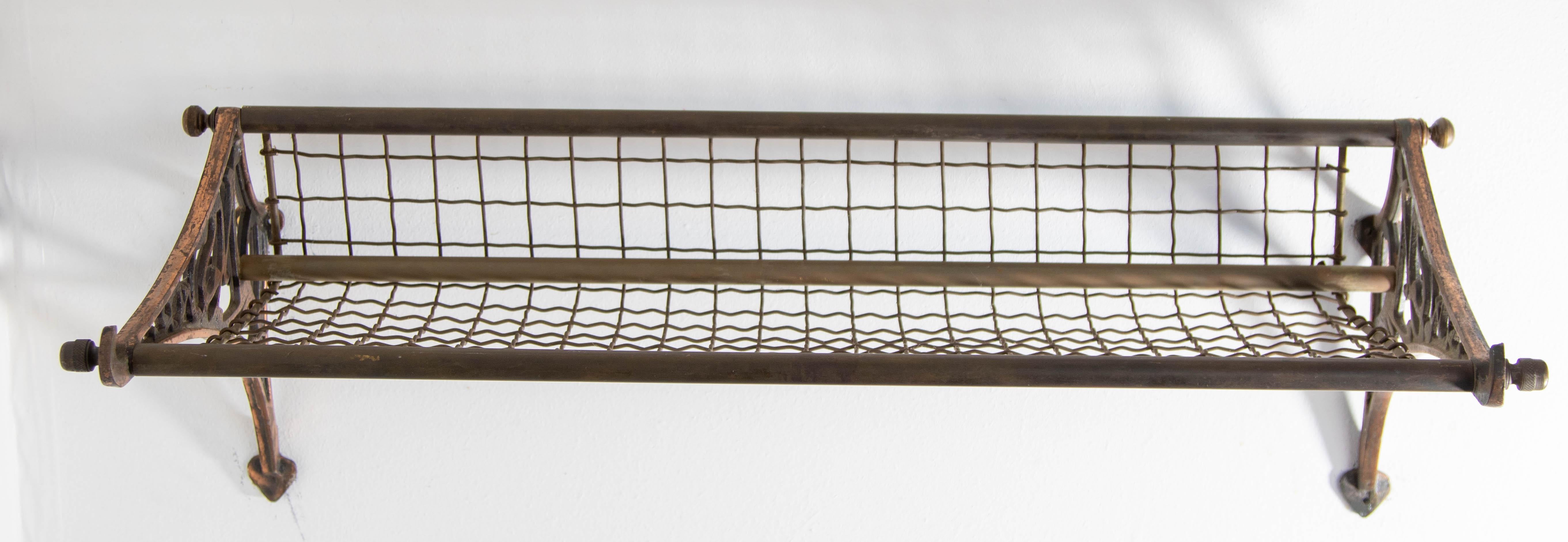 Antique Patinated Copper Train Luggage Rack from the New South Wales Railway For Sale 4