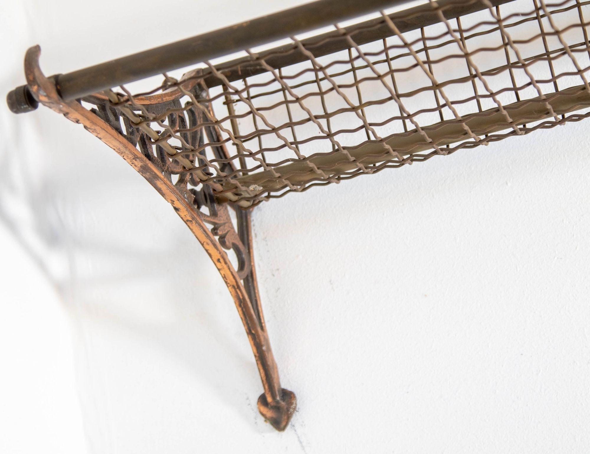 Antique Patinated Copper Train Luggage Rack from the New South Wales Railway In Good Condition For Sale In North Hollywood, CA