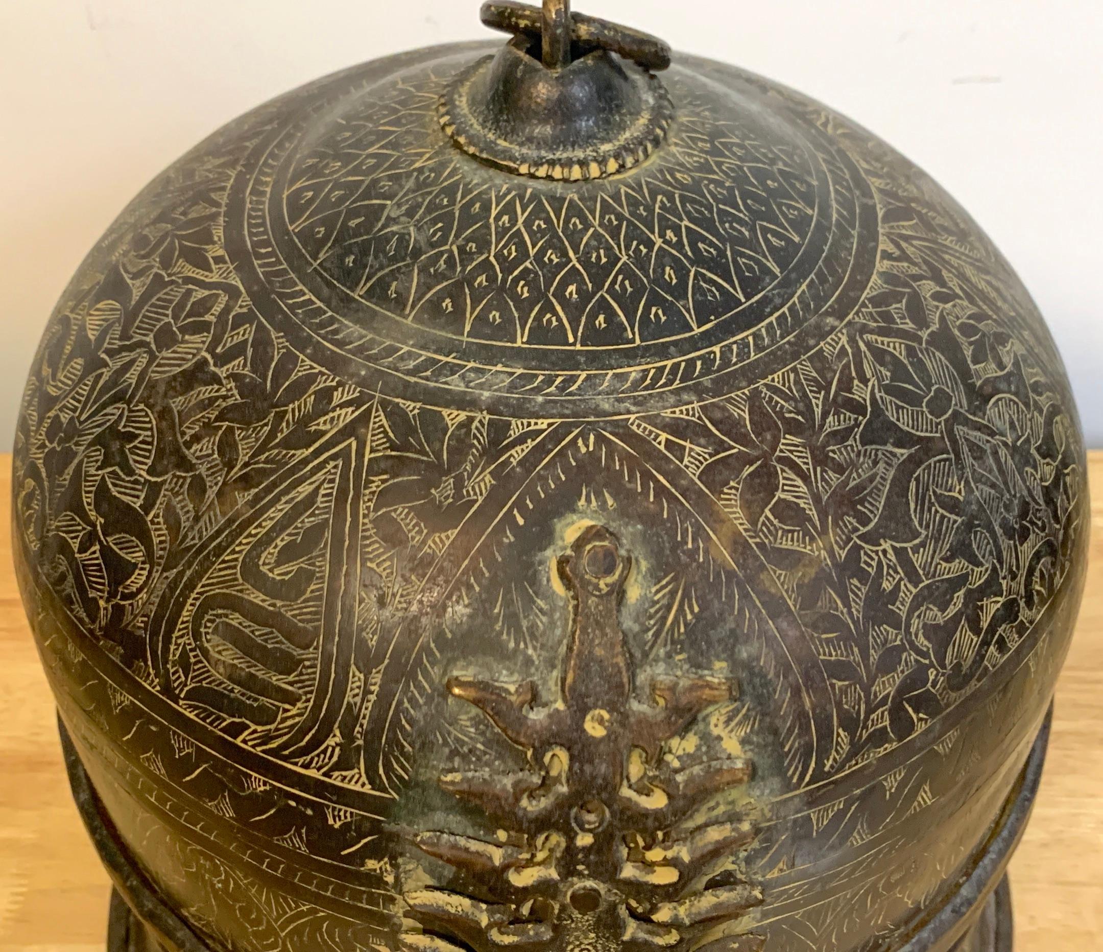 Hand-Crafted Antique Patinated & Engraved Bronze Mughal Domed Box For Sale