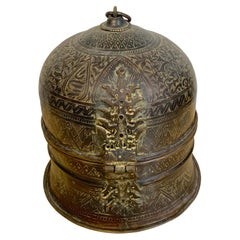 Antique Patinated & Engraved Bronze Mughal Domed Box