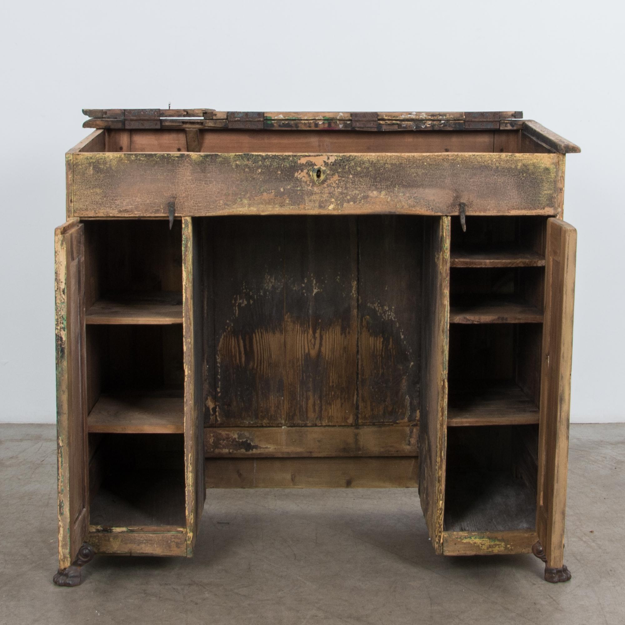 French Provincial Antique Patinated French Clawfoot Desk