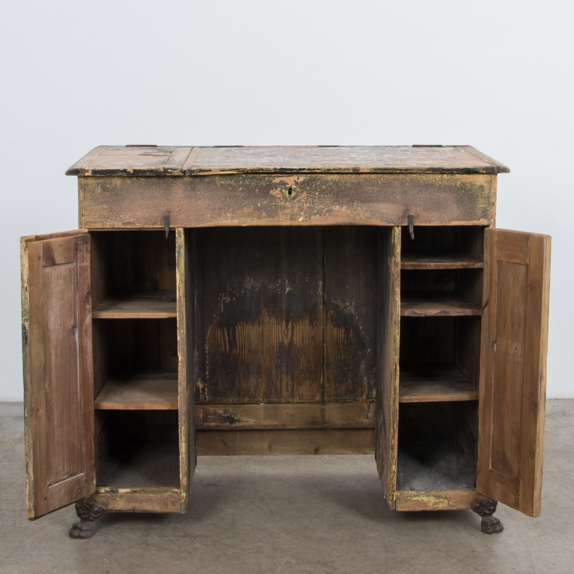 Painted Antique Patinated French Clawfoot Desk
