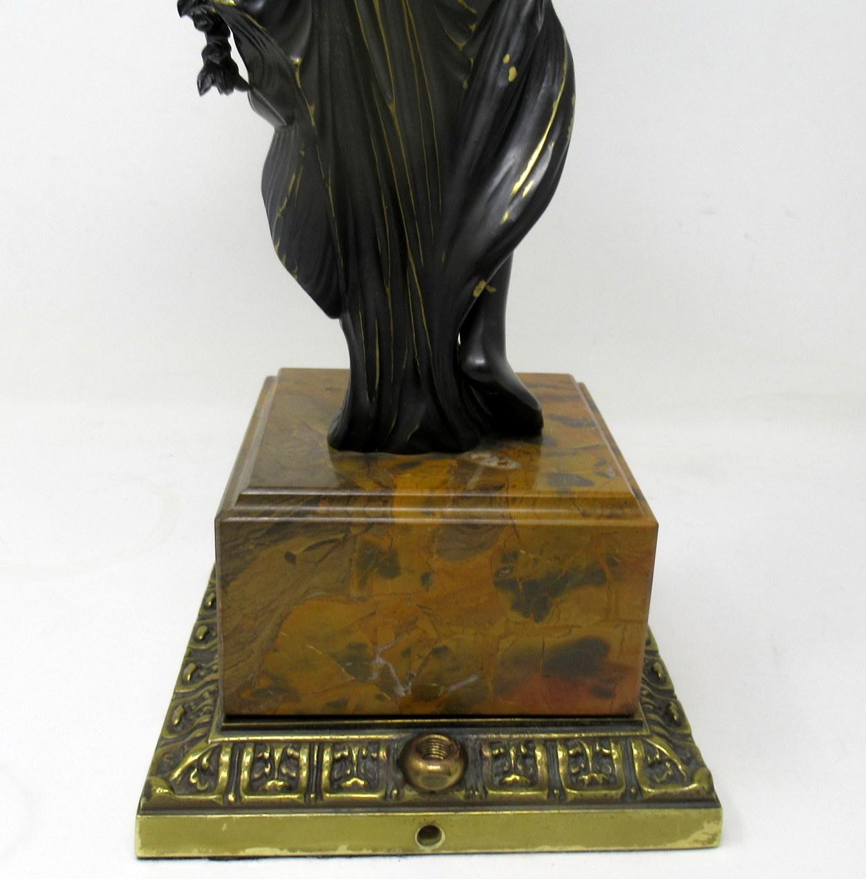 Antique Patinated French Grand Tour Classical Female Figure Bronze Sienna Marble 7