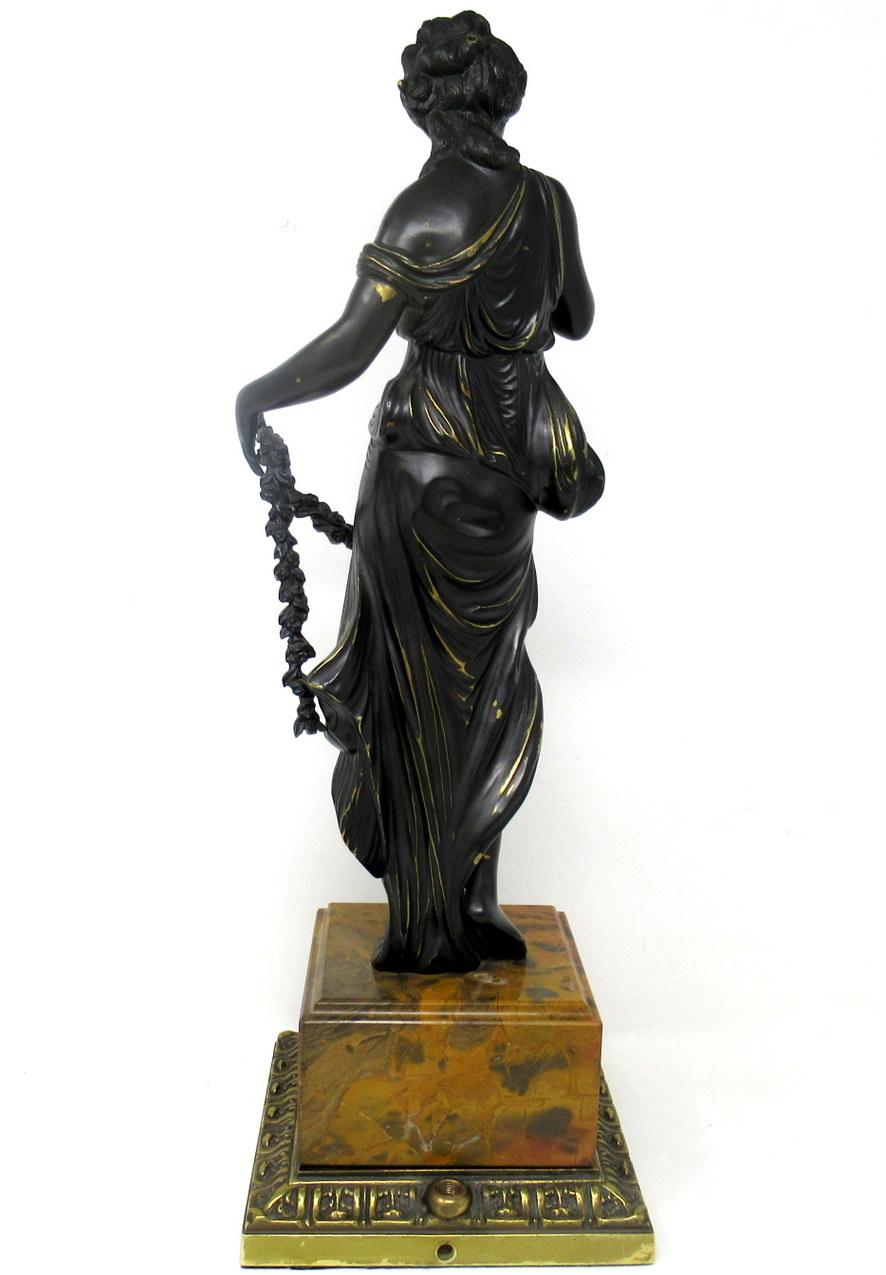 Antique Patinated French Grand Tour Classical Female Figure Bronze Sienna Marble In Good Condition In Dublin, Ireland