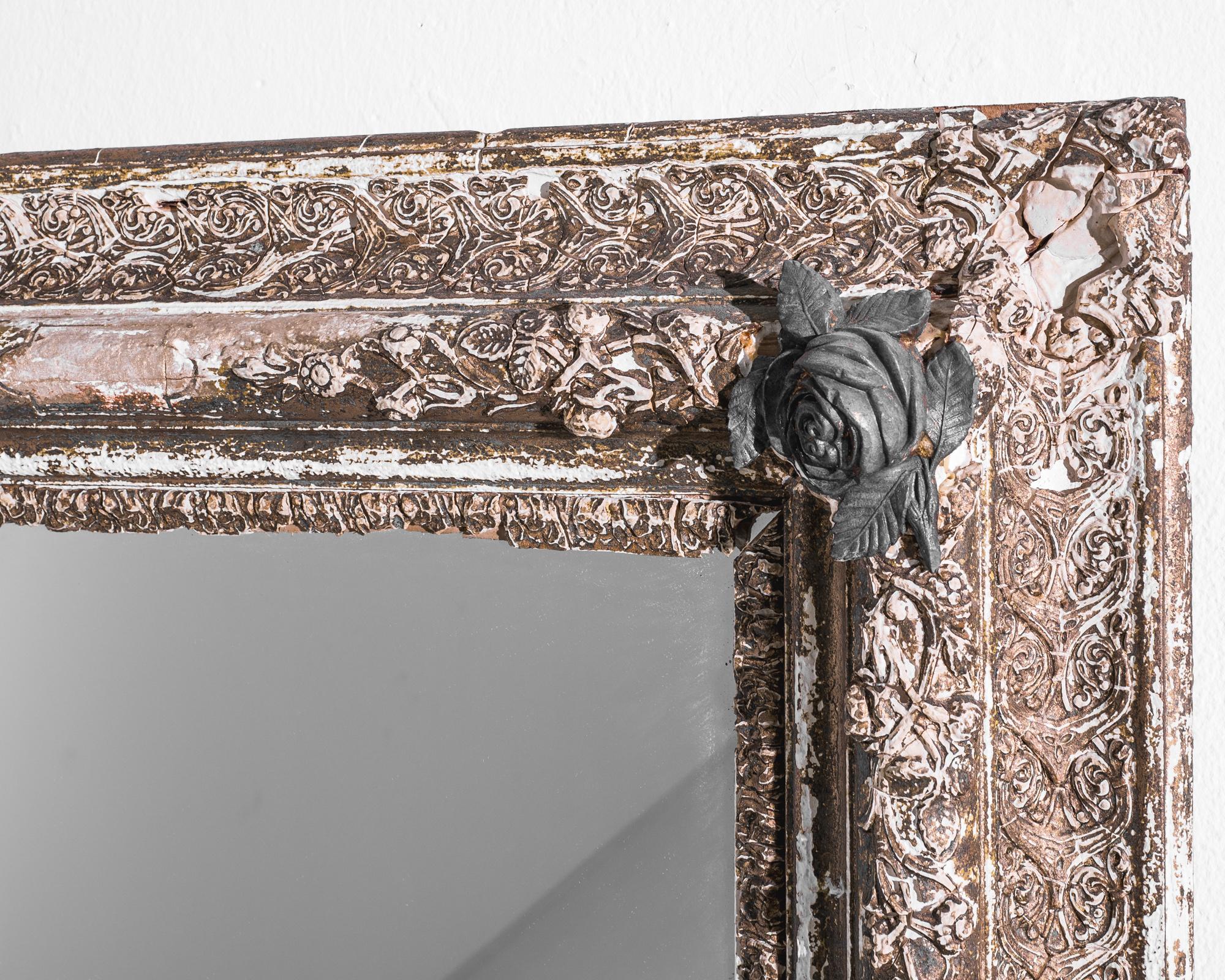 French Provincial Antique Patinated French Mirror For Sale