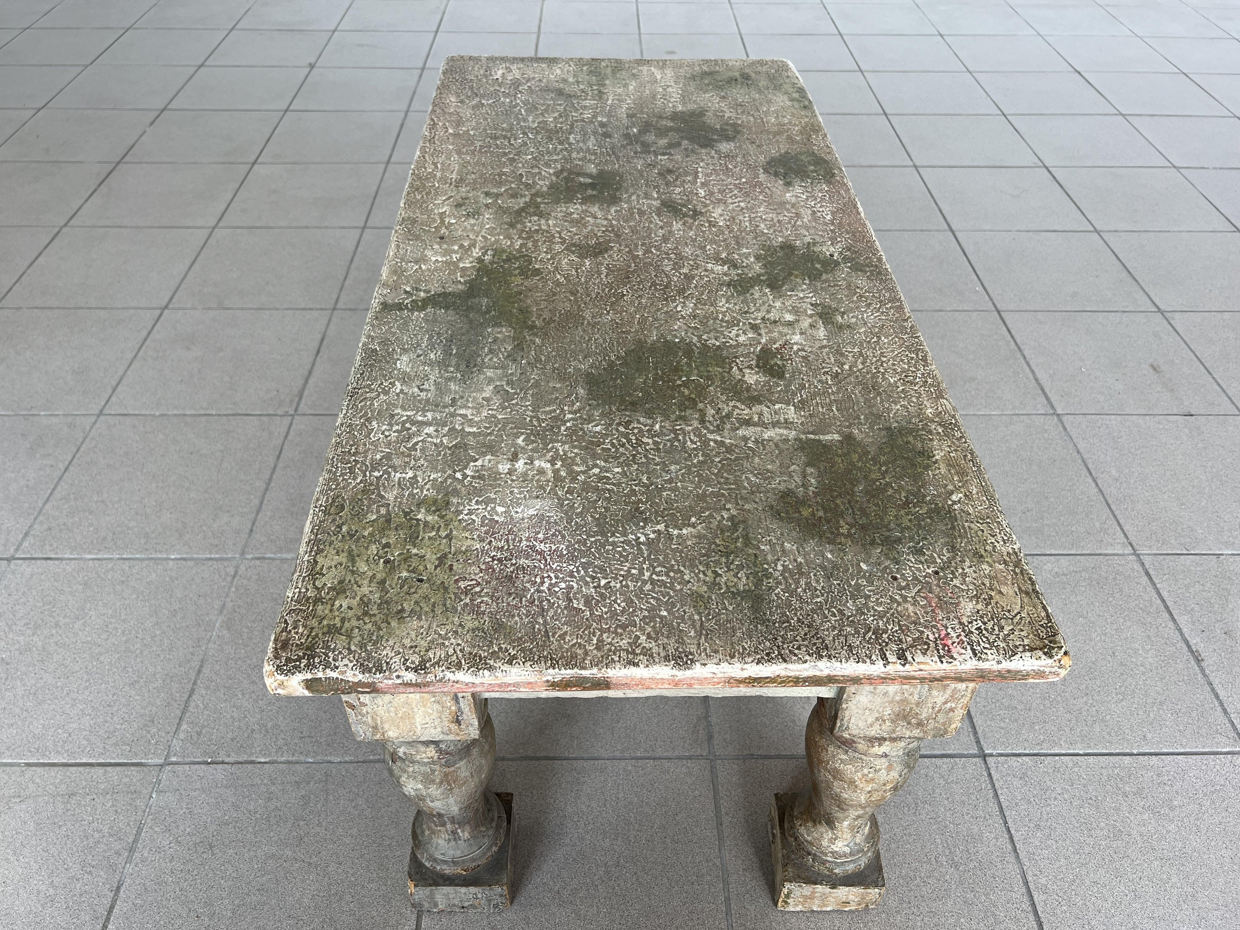 Antique Patinated French Rustic Coffee Table For Sale 8