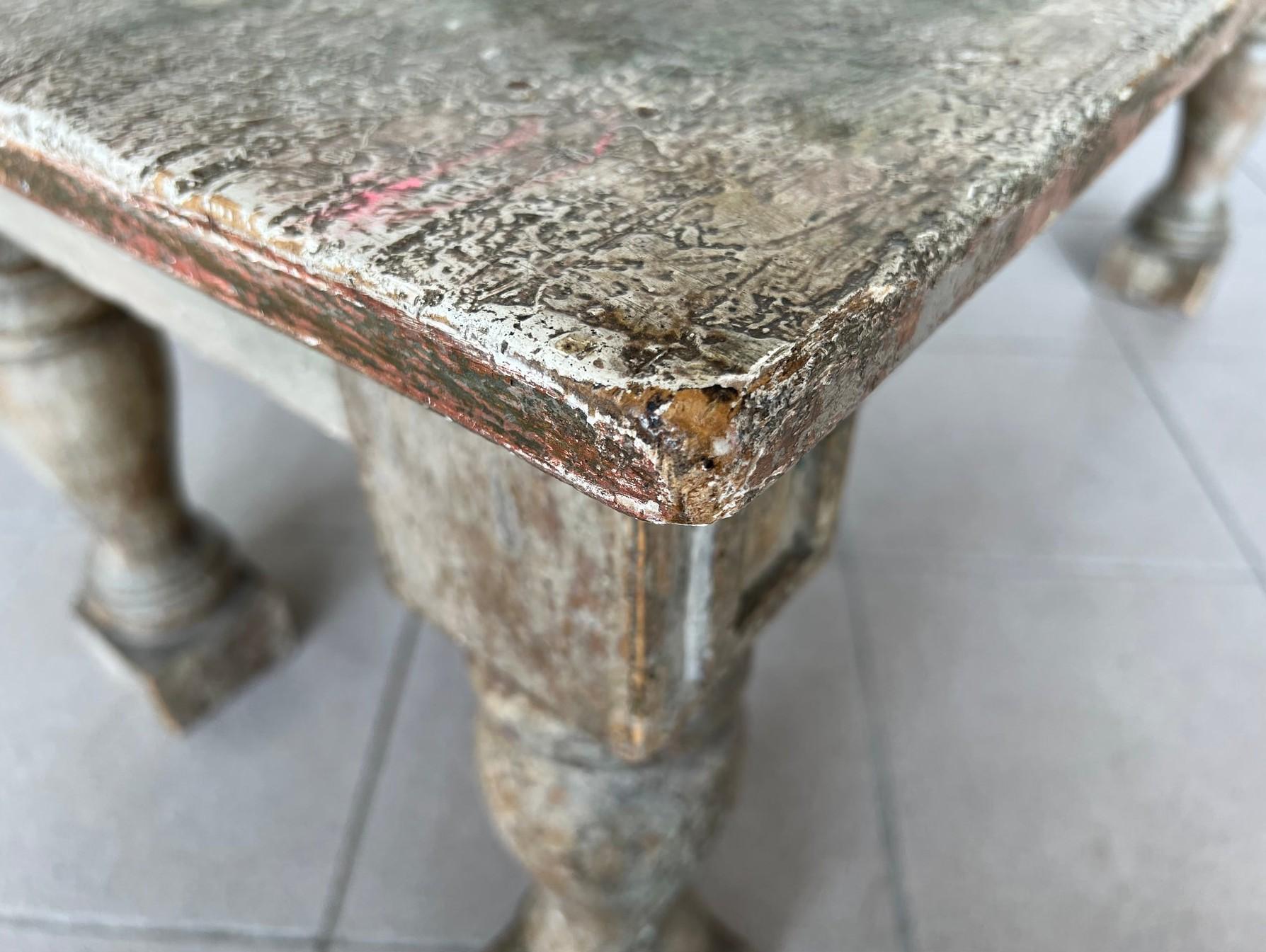 Antique Patinated French Rustic Coffee Table For Sale 8