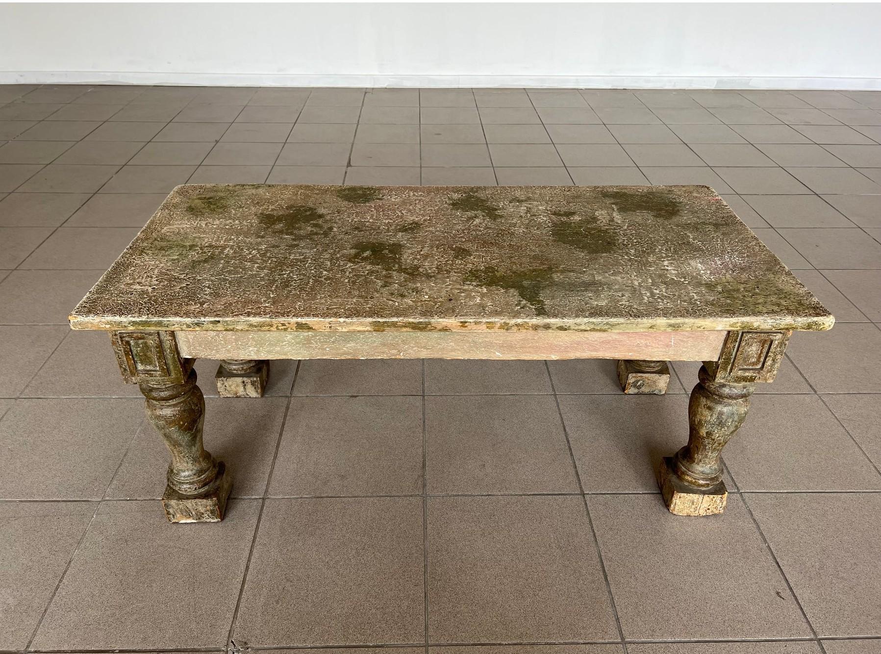 Antique Patinated French Rustic Coffee Table For Sale 1