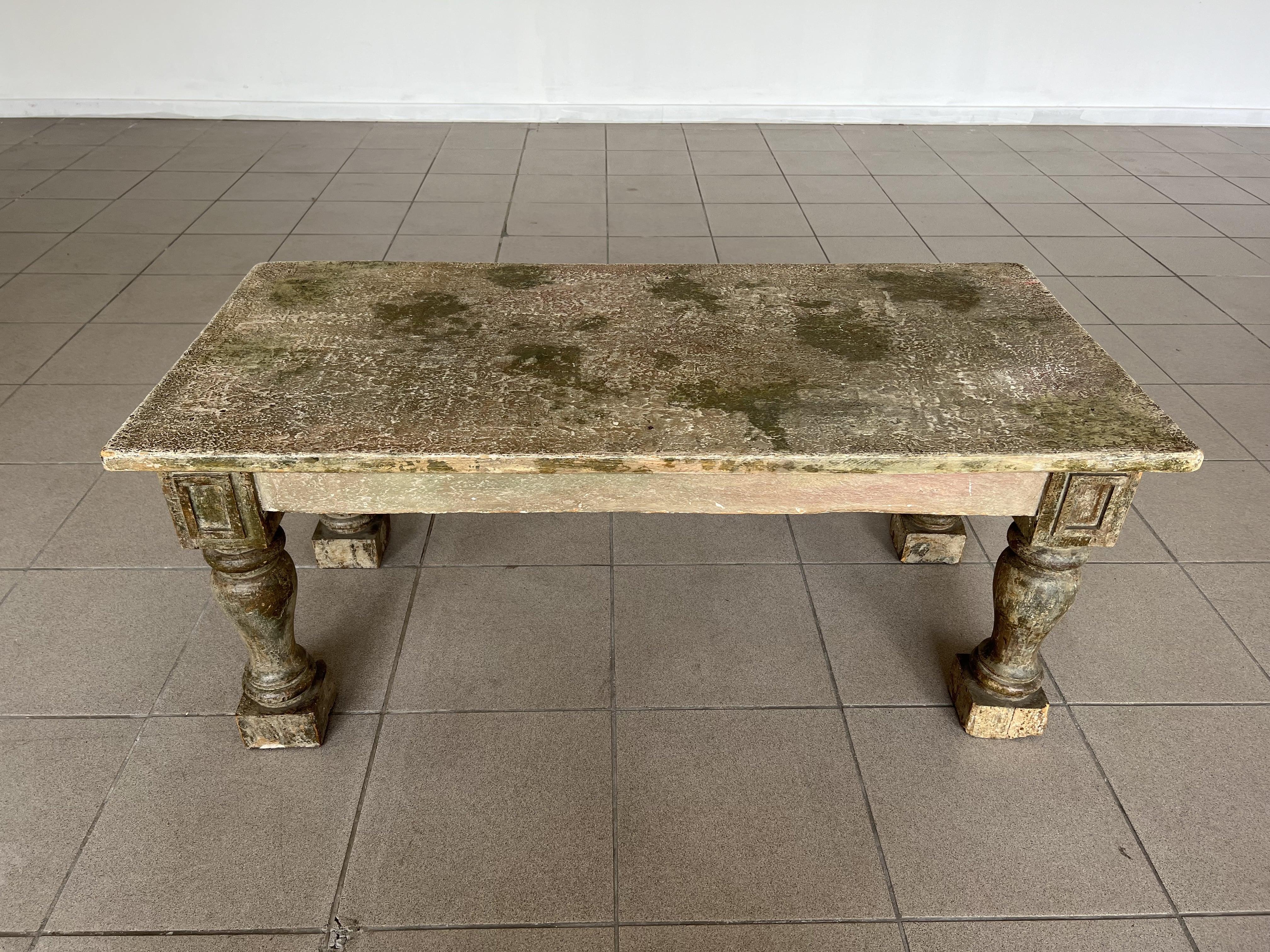Antique Patinated French Rustic Coffee Table For Sale 3