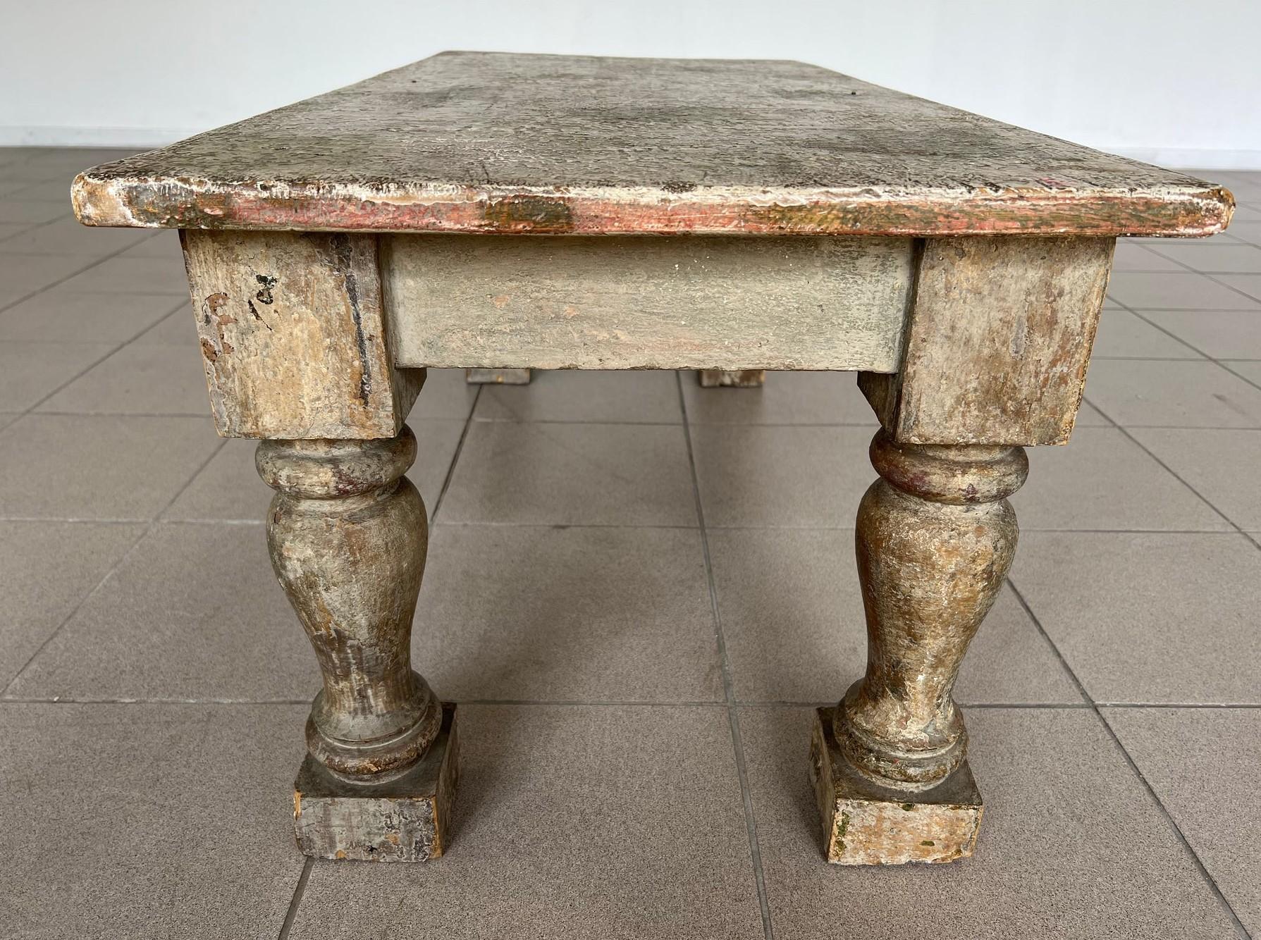 Antique Patinated French Rustic Coffee Table For Sale 4