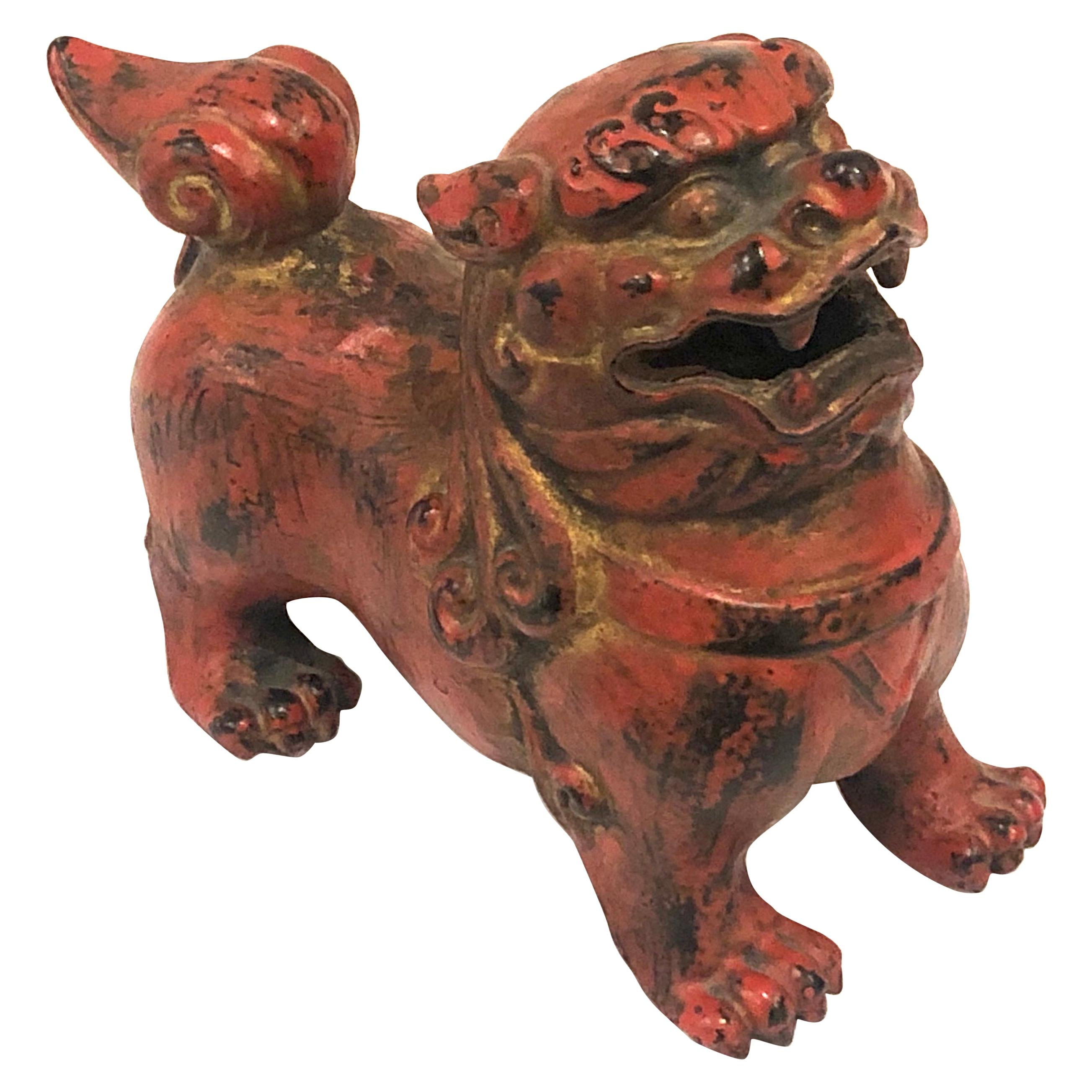 Antique Patinated Iron Foo Dog Door Stopper