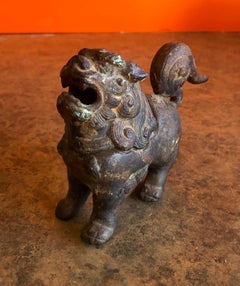 Antique Patinated Iron Foo Dog Incense Burner