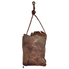 Antique Patinated Leather Grain Bag Decorative Item