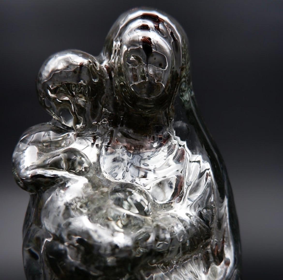 Antique Patinated Mercury glass Madonna with child - 20th century For Sale 5