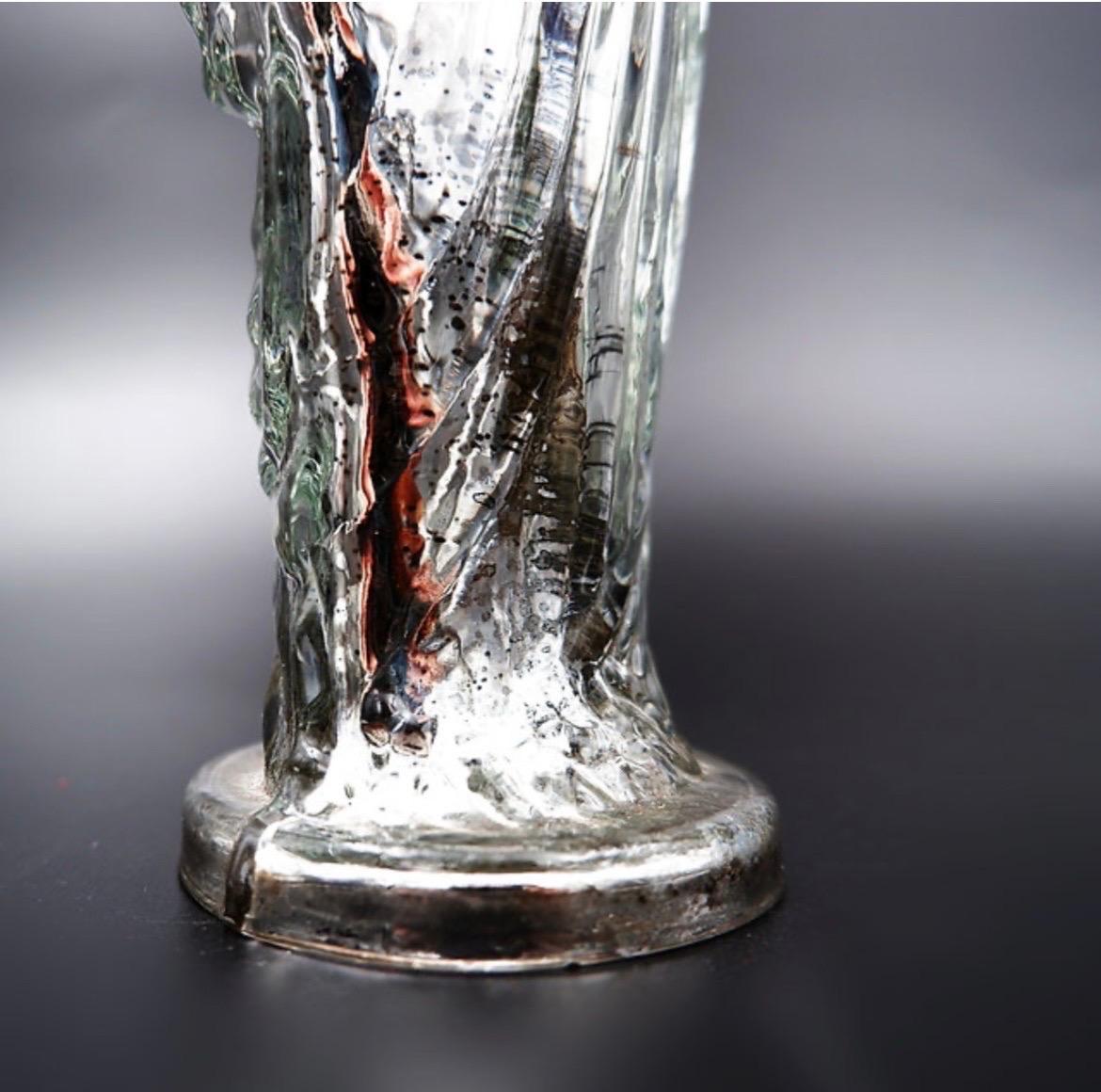 Antique Patinated Mercury glass Madonna with child - 20th century For Sale 6