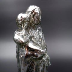 Antique Patinated Mercury glass Madonna with child - 20th century
