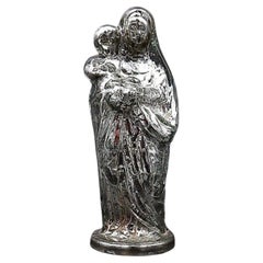 Antique Patinated Mercury glass Madonna with child - 20th century