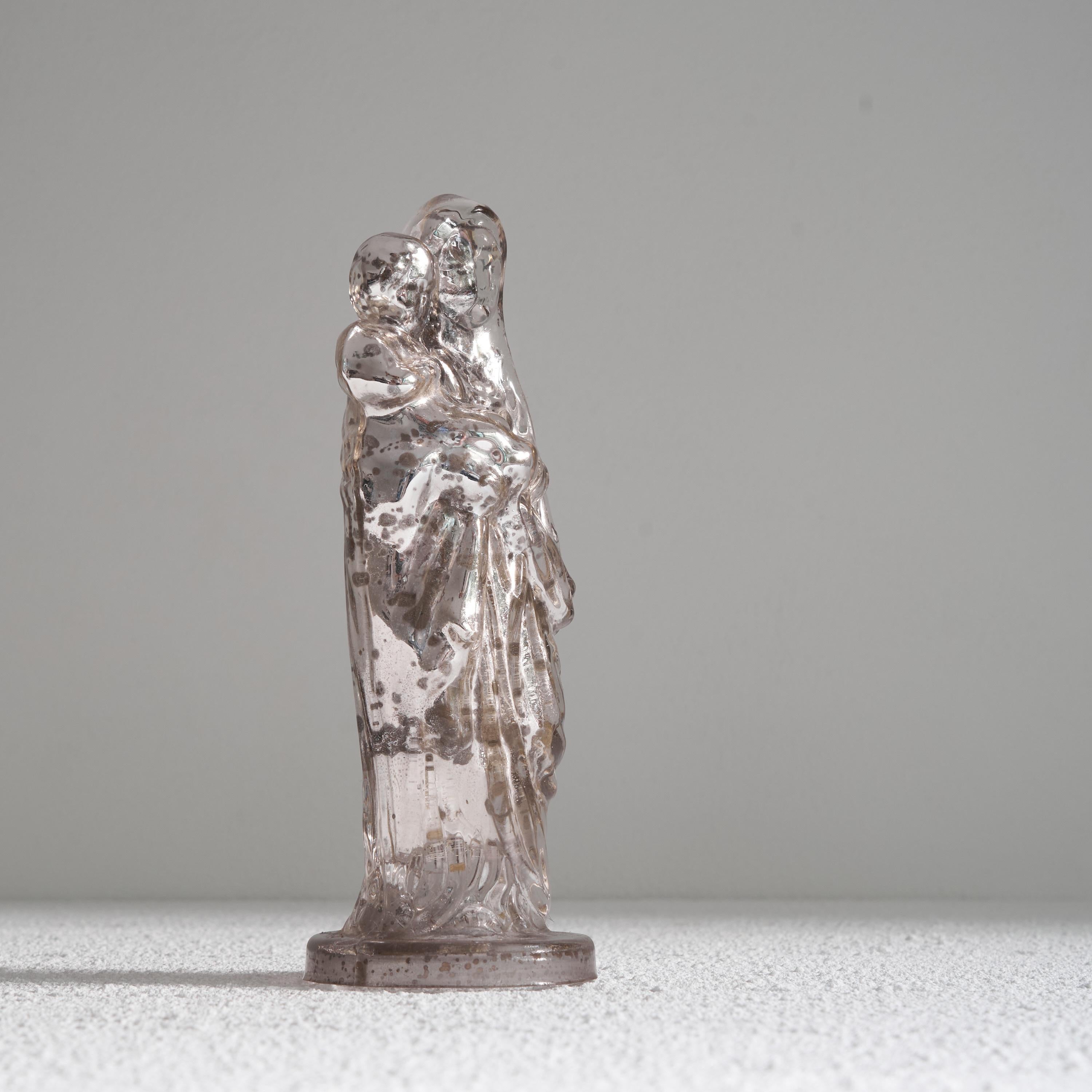 Unknown Antique Patinated Mercury Glass Madonna with Child