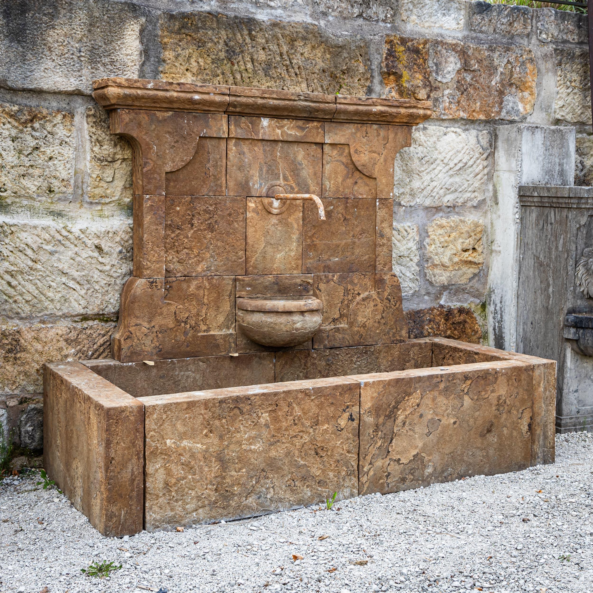 Renaissance Antique-patinated Wall fountain, 21st Century For Sale