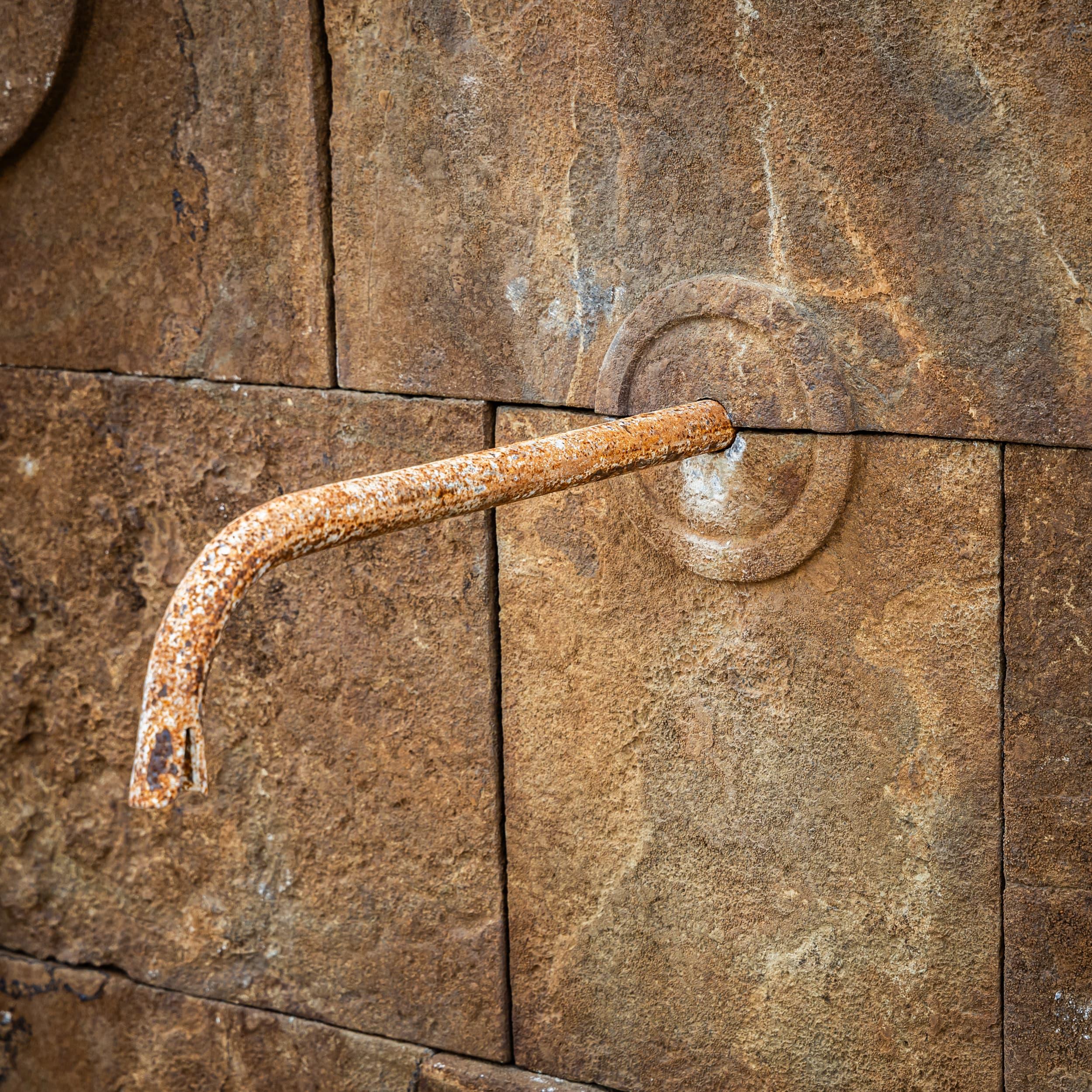 Hand-Carved Antique-patinated Wall fountain, 21st Century For Sale