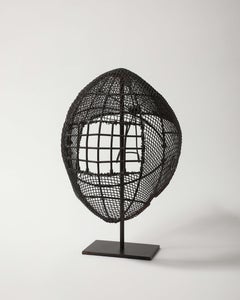 Antique Patinated Wire Mesh Fencing Mask on Stand