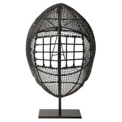 Used Patinated Wire Mesh Fencing Mask on Stand