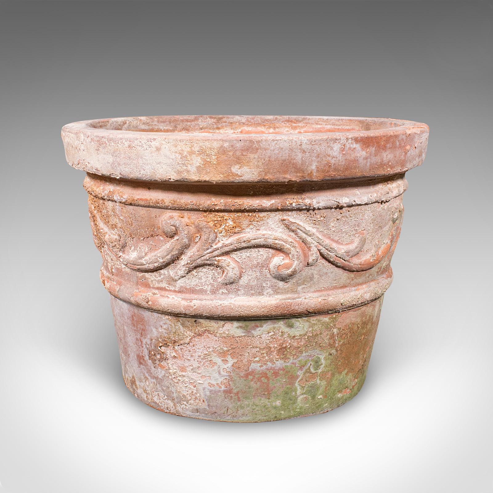 British Antique Patio Planter, English, Terracotta Ornamental Tree Jardiniere, Victorian For Sale
