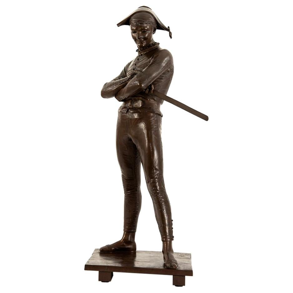Antique Paul Dubois "Harlequin" Bronze Statue For Sale