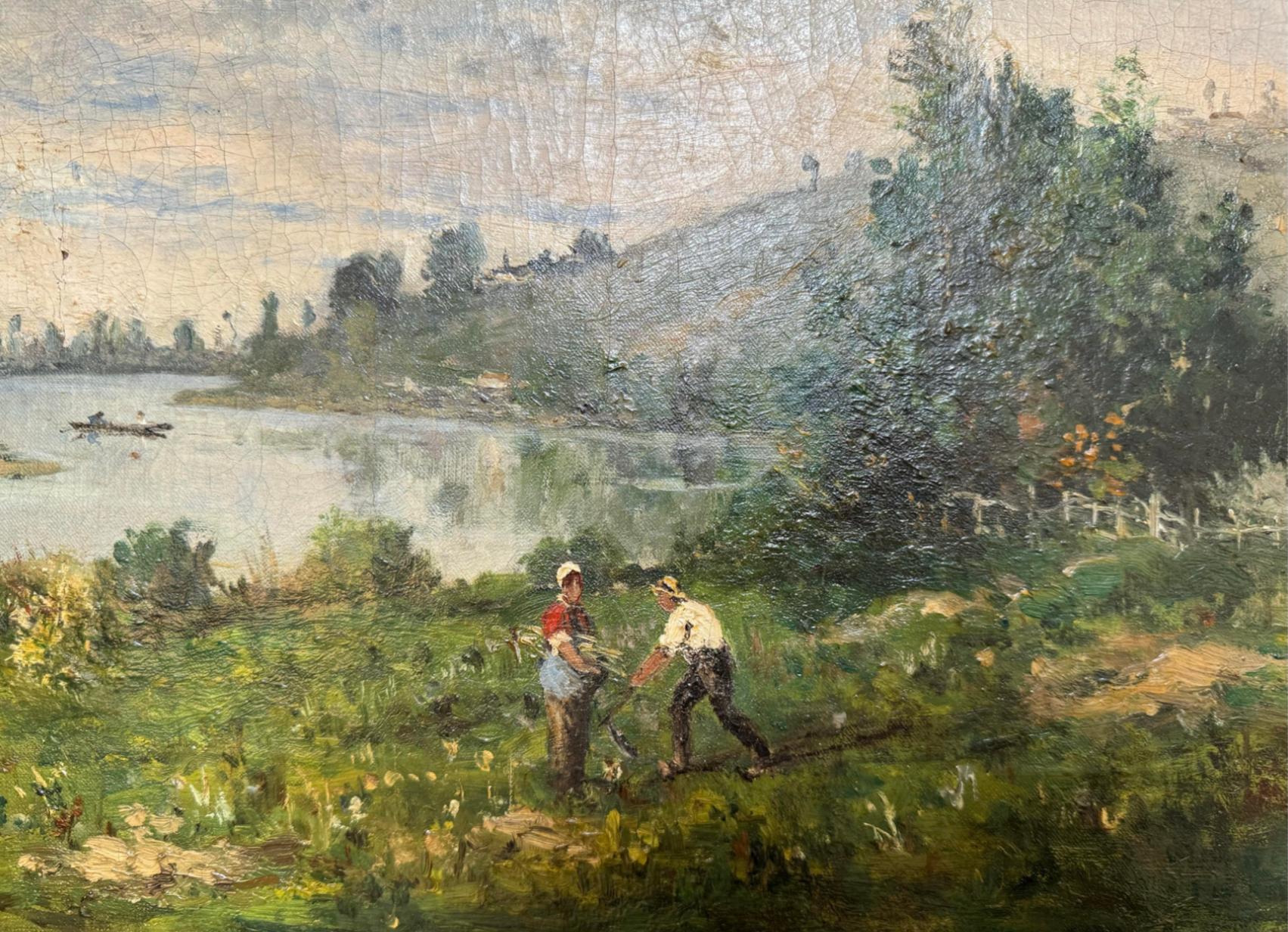 French Antique Paul Peraire European Landscape Oil Painting For Sale