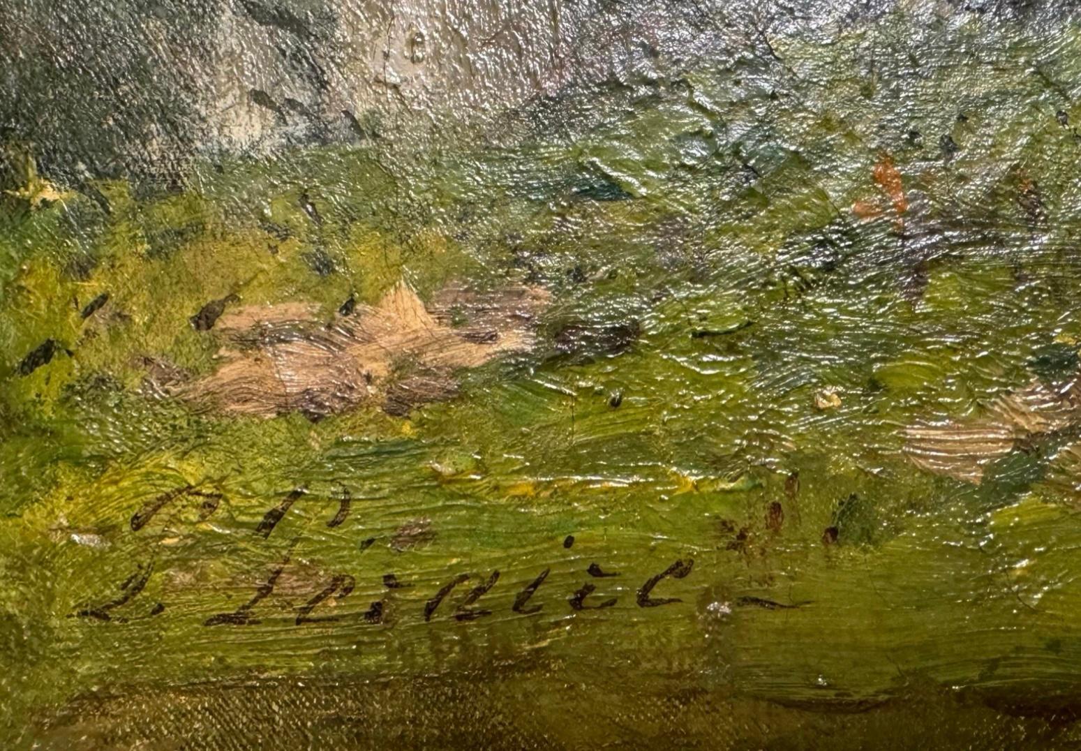 Antique Paul Peraire European Landscape Oil Painting In Good Condition For Sale In LOS ANGELES, CA