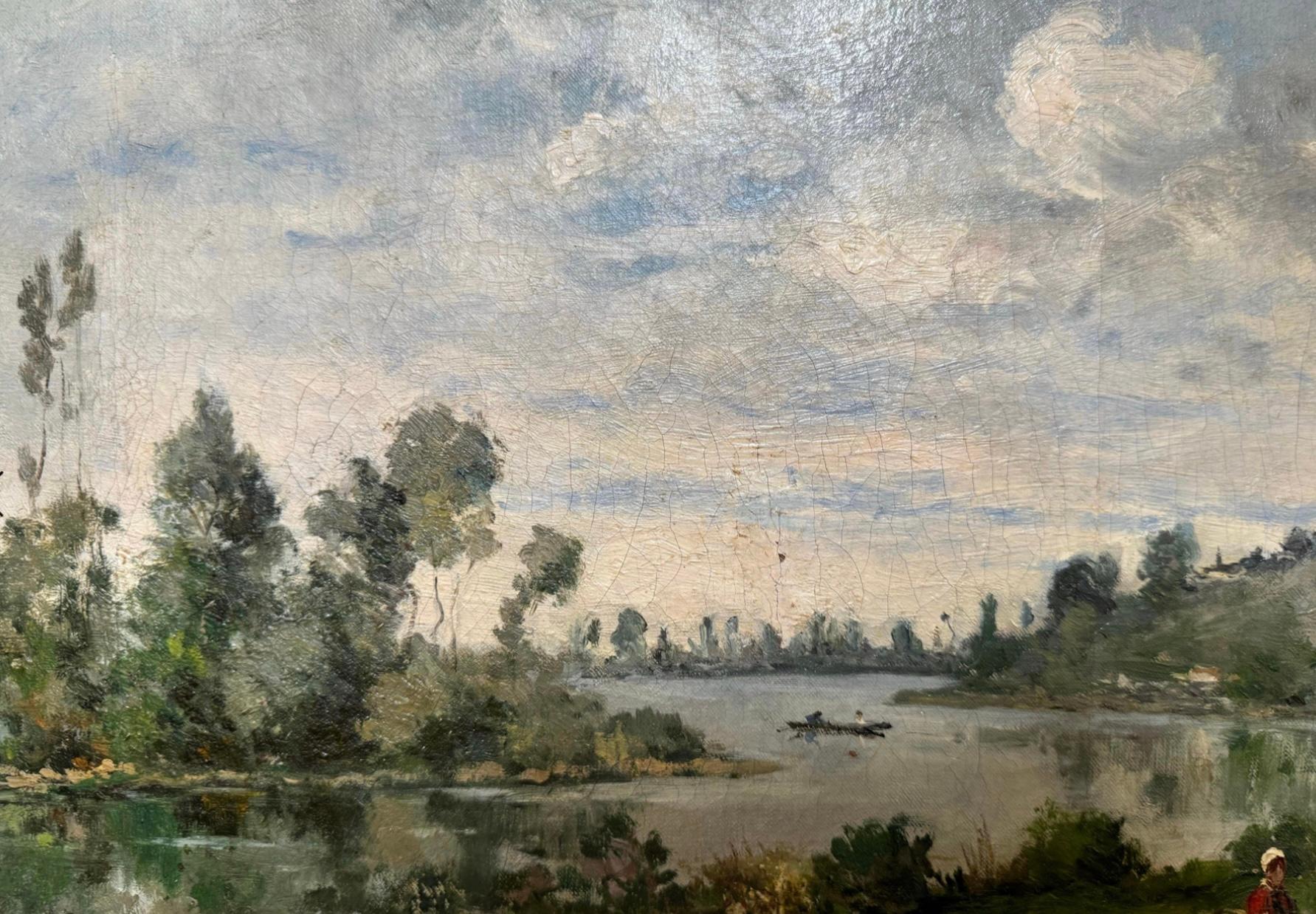 19th Century Antique Paul Peraire European Landscape Oil Painting For Sale