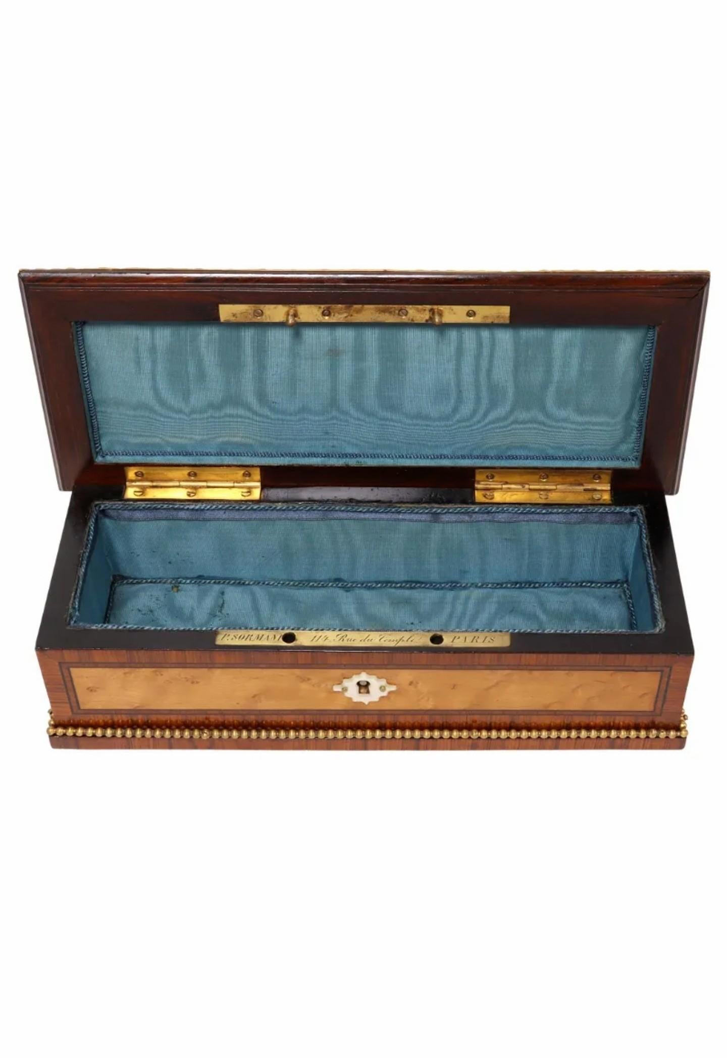 Antique Paul Sormani Signed Parisian Napoleon III Period Glove Box In Good Condition For Sale In Forney, TX