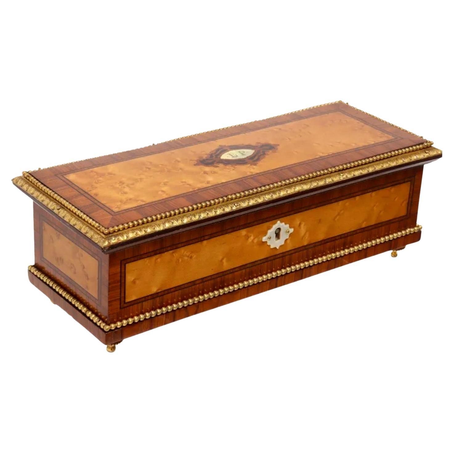 Antique Paul Sormani Signed Parisian Napoleon III Period Glove Box For Sale
