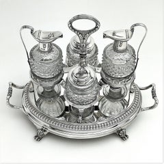 Antique Paul Storr Georgian Silver & Glass Cruet Set 1806 Condiment Cruet Stand
