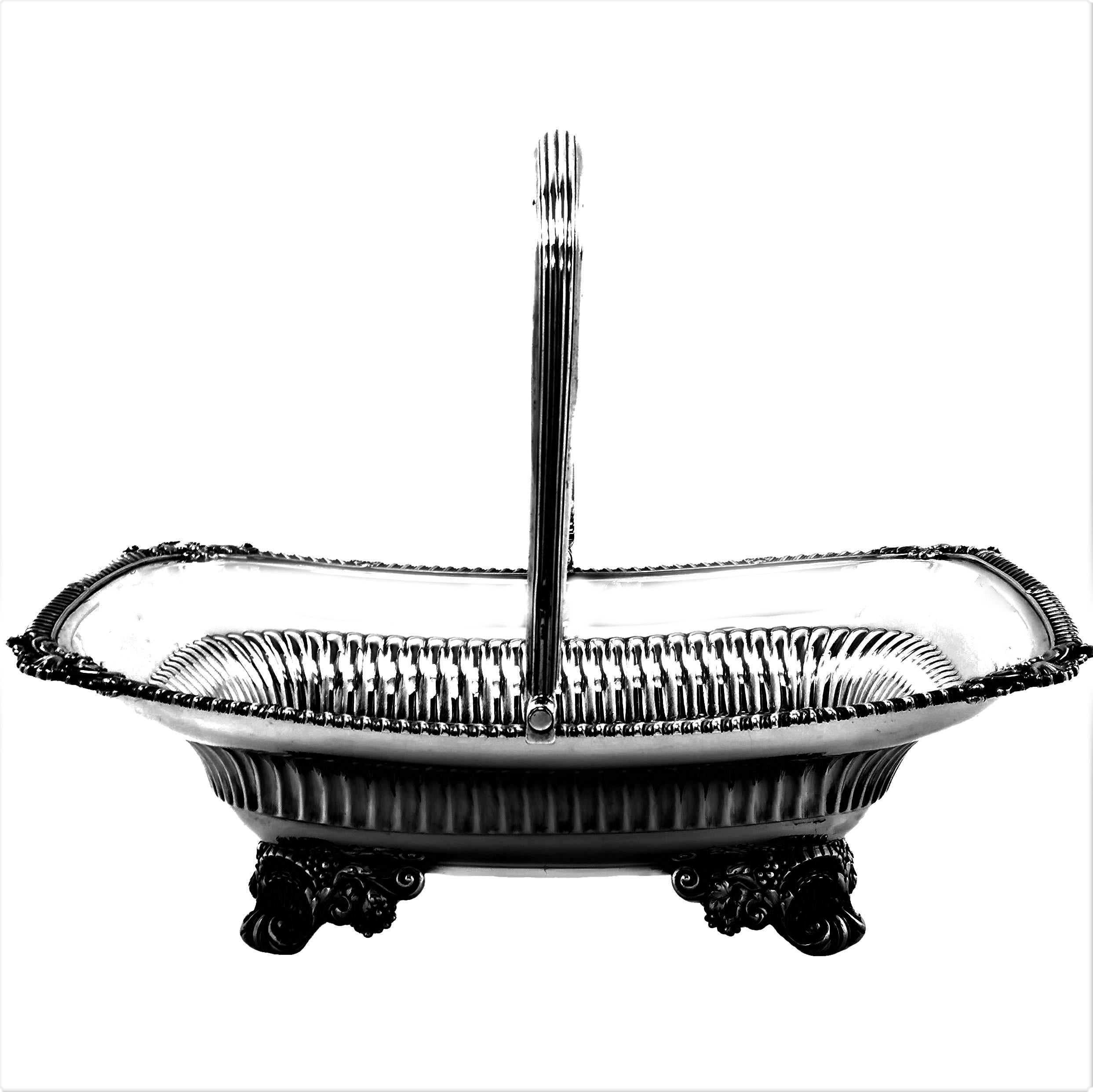 English Antique Paul Storr Georgian Sterling Silver Basket 1821 Swing Handled Cake