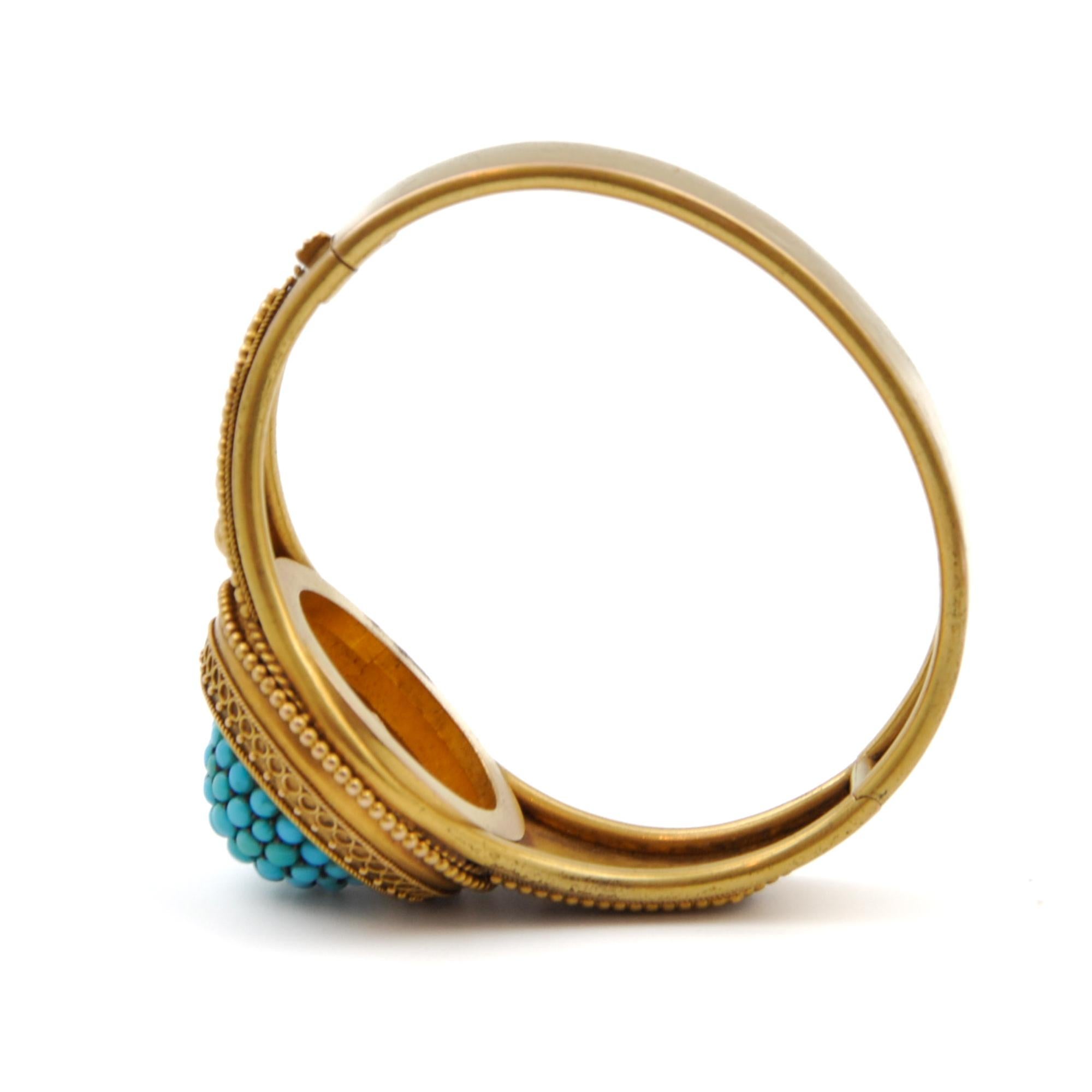 Bracelet en or 18K avec pavé de turquoise antique Pour femmes en vente