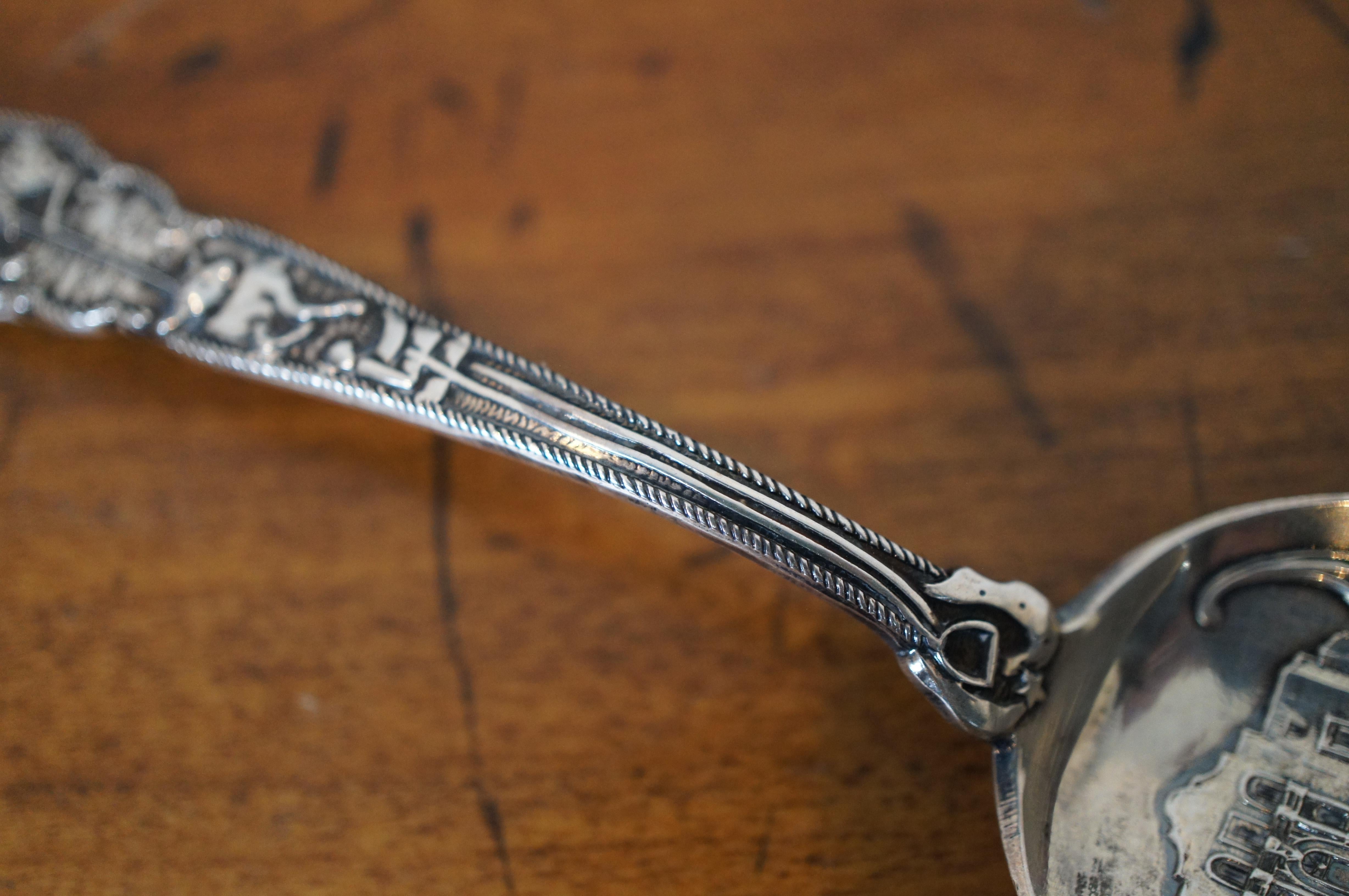 20th Century Antique P&B Sterling Silver Souvenir Spoon San Antonio TX Alamo Steer Ox