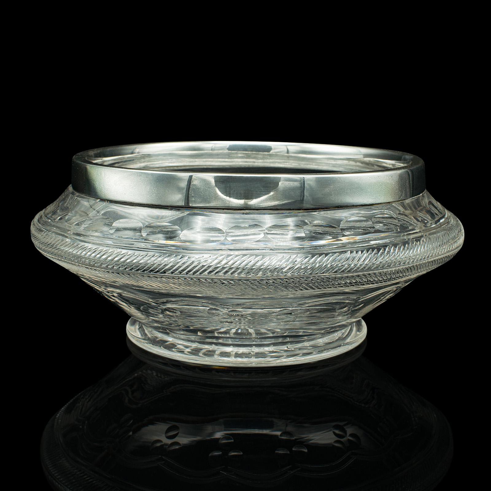 Antique Peach Bowl, English, Cut Glass, Silver Plate, Fruit, Edwardian, C.1910 In Good Condition For Sale In Hele, Devon, GB
