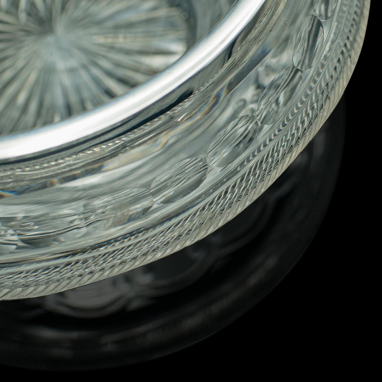 Antike Pfirsichschale, englisch, geschliffenes Glas, versilbert, Obst, edwardianisch, um 1910 (Versilberung) im Angebot