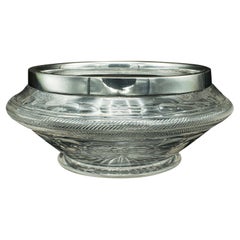 Antike Pfirsichschale, englisch, geschliffenes Glas, versilbert, Obst, edwardianisch, um 1910