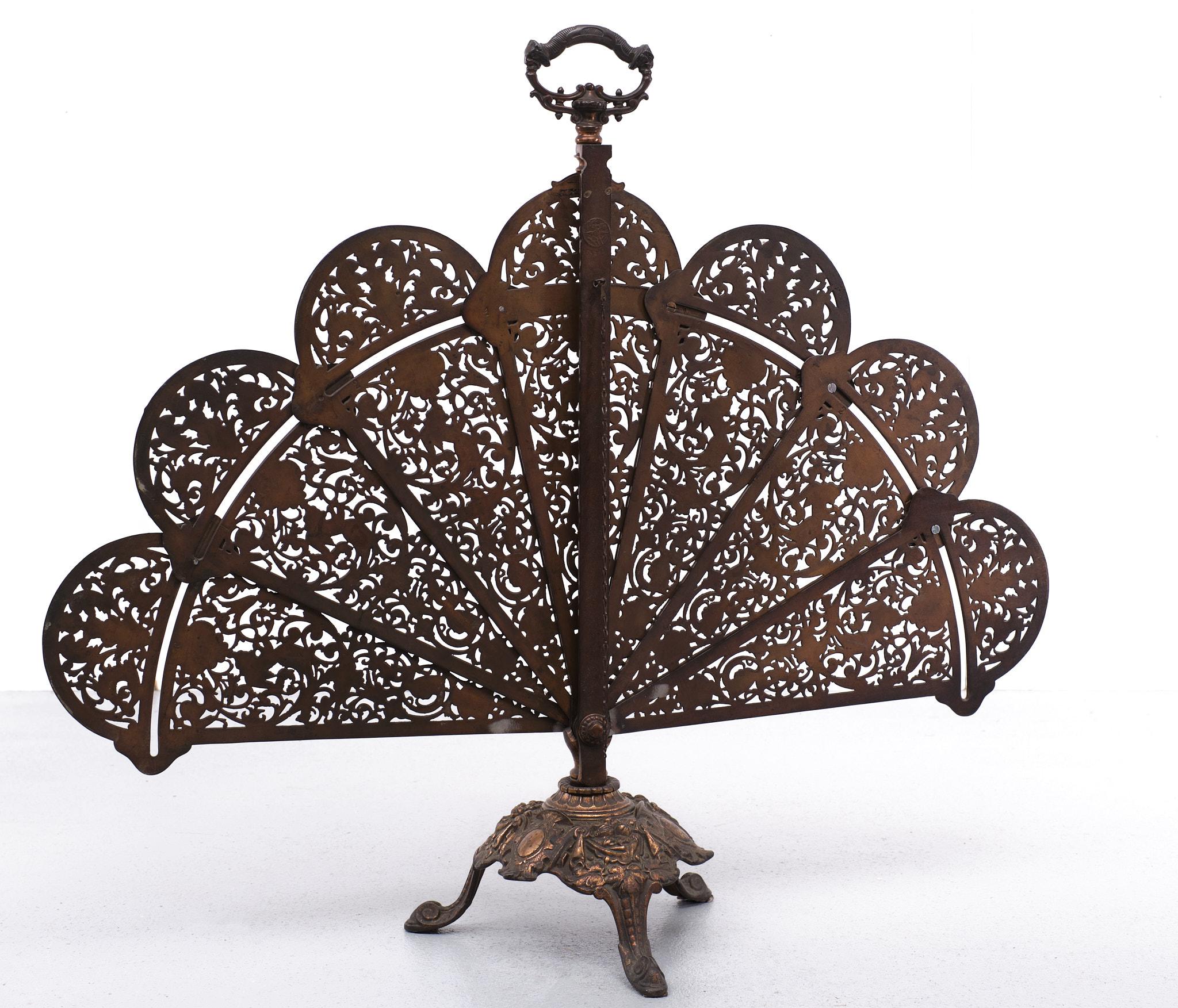 Classical Greek Antique Peacock Fan Fireplace Screen France 1870s
