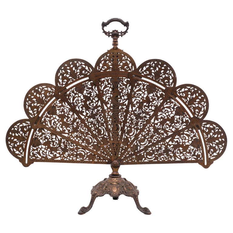 Antique Peacock Fan Fireplace Screen France 1870s For Sale at 1stDibs