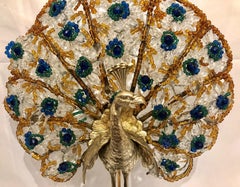 Antique Peacock Lamp with Bronze Mounts on a Marble Stand