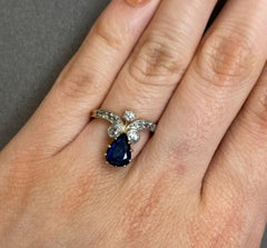 Antique Pear Shape Sapphire and Diamond Ring