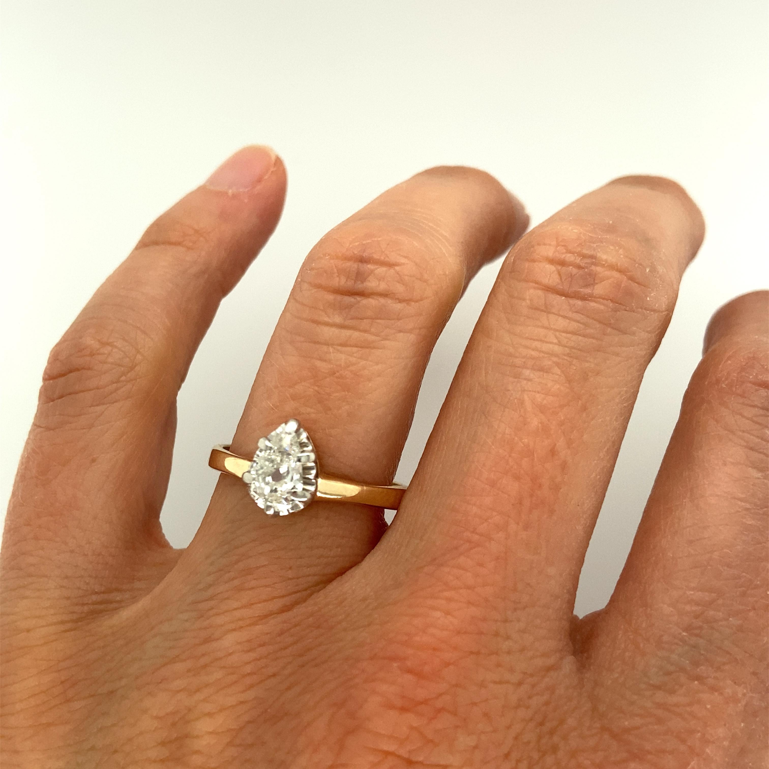 Edwardian Antique Pear Shaped Diamond Engagement Ring