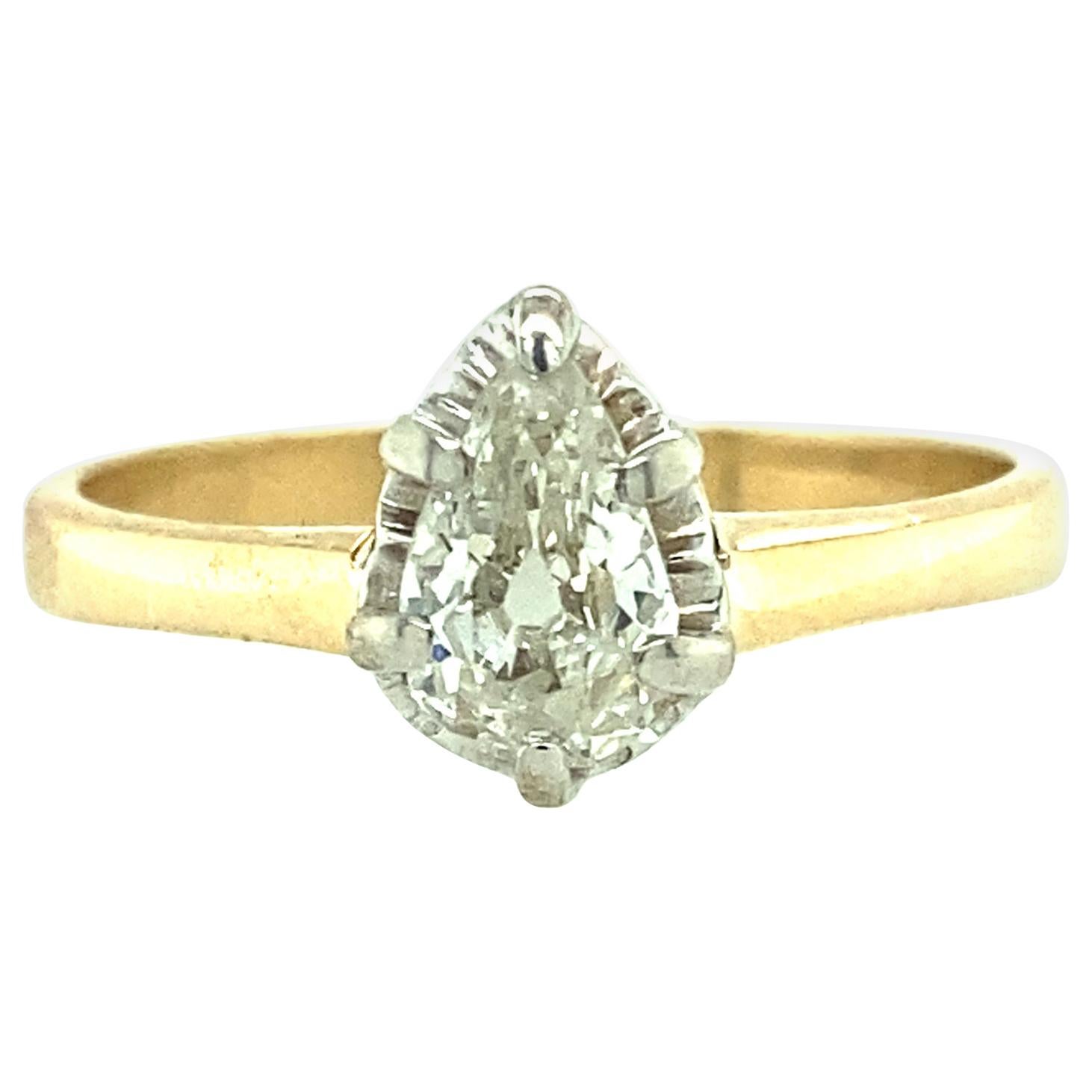 Antique Pear Shaped Diamond Engagement Ring