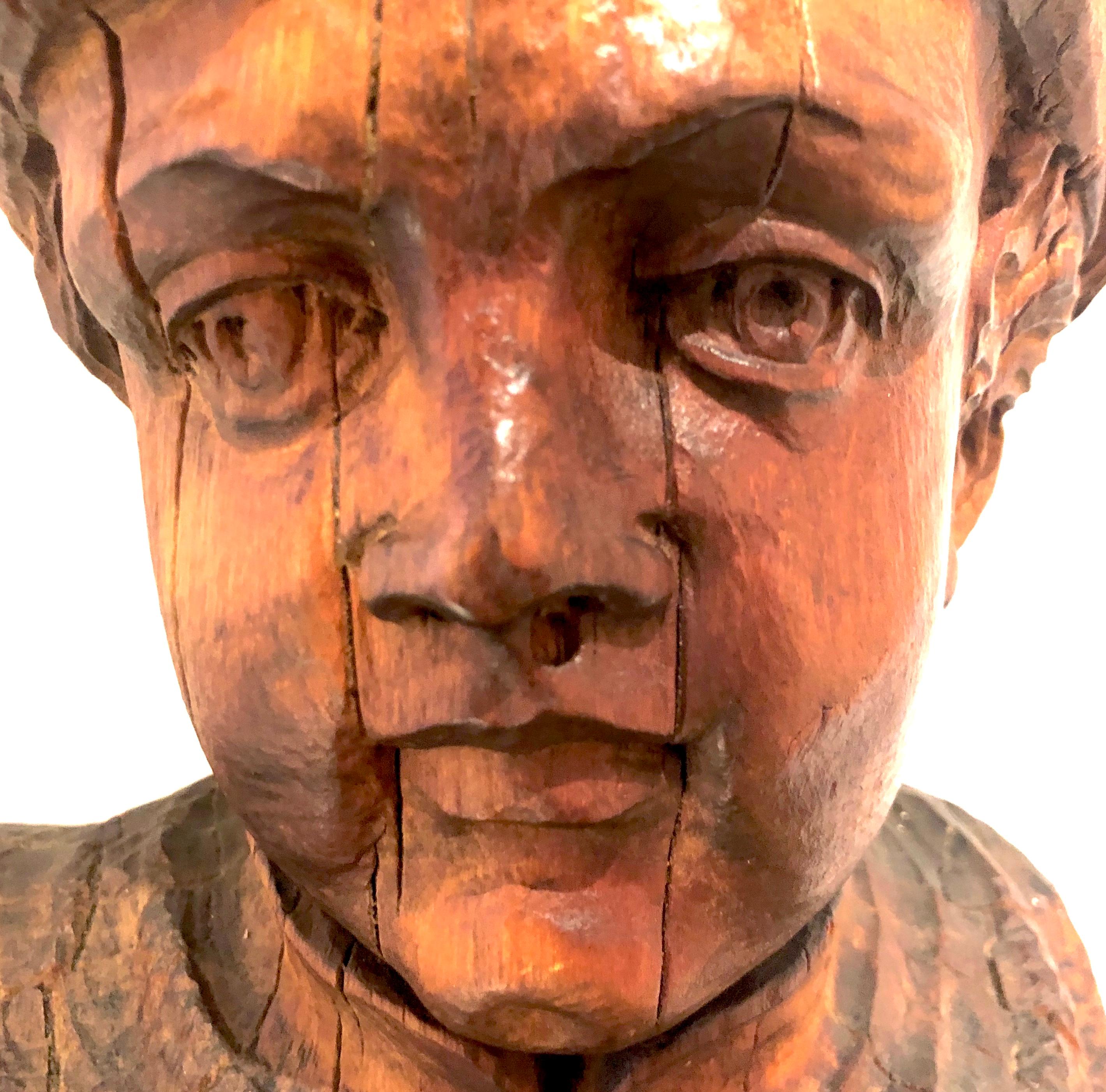 Antike Birne Holzschnitzerei Junger Adliger Hut Weste Veneto Brunnen Figur im Angebot 8